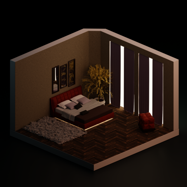 Bedroom 3D-Modell .c4d .max .obj .3ds .fbx .stl .blend 