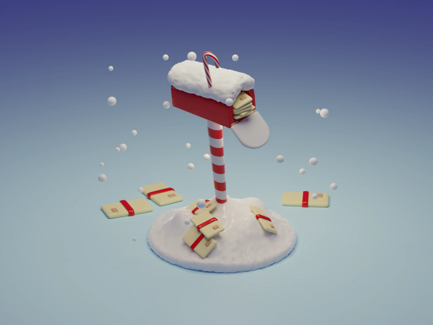 Blender 34 Christmas Mailbox 3D Model .c4d .max .obj .3ds .fbx .stl .blend 