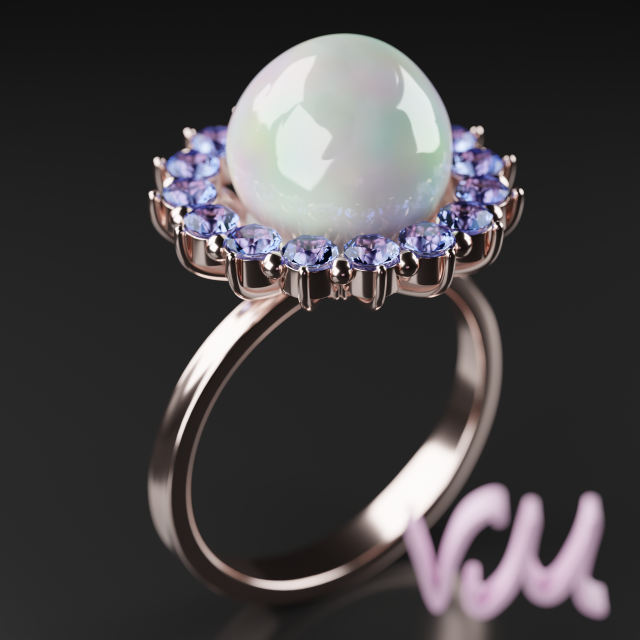 Pearl Ring 3D Model .c4d .max .obj .3ds .fbx .stl .blend 