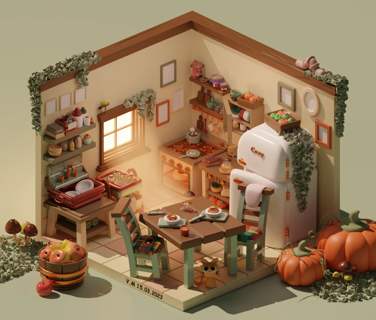 COZY KITCHEN 3D Model .c4d .max .obj .3ds .fbx .stl .blend 