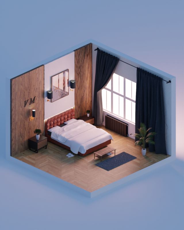 Bedroom 3D Model .c4d .max .obj .3ds .fbx .stl .blend 