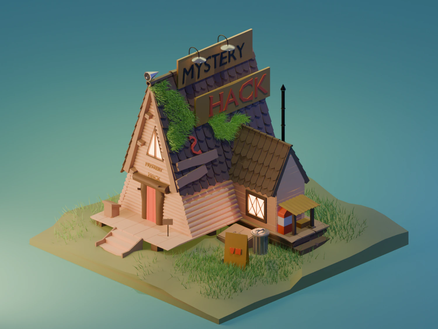 Gravity Falls Mystery Shack 3D Model .c4d .max .obj .3ds .fbx .stl .blend