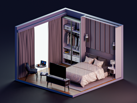 Bedroom in blender 3D Model