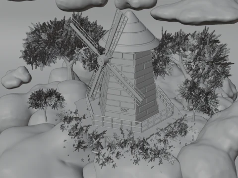 Windmill in blender 3D Model