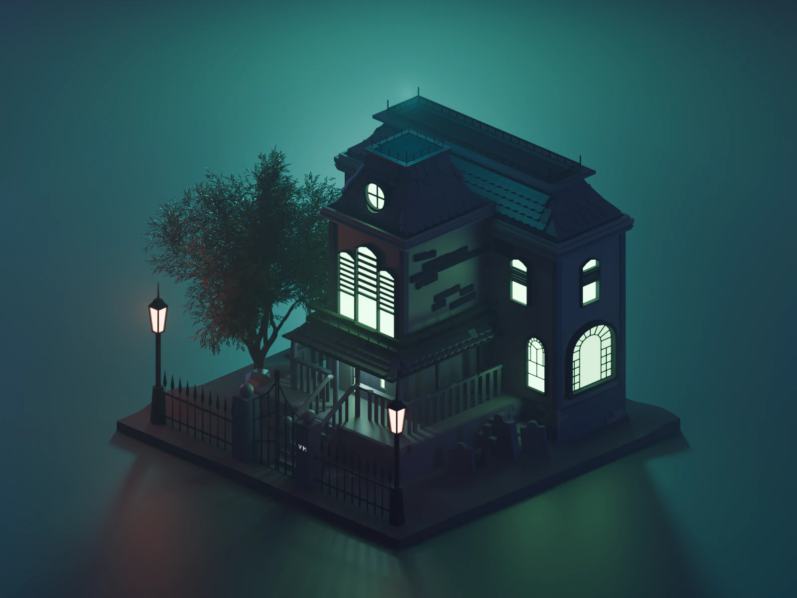 Haunted House 3D Model .c4d .max .obj .3ds .fbx .stl .blend 