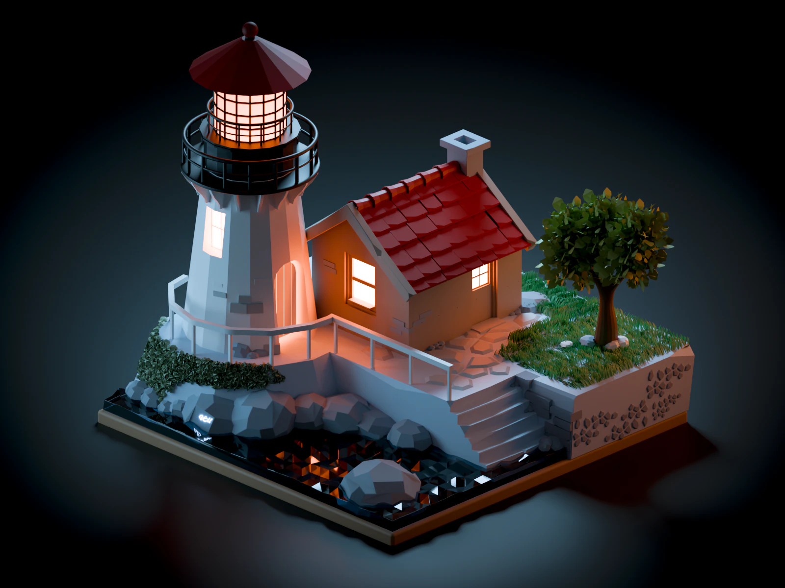 Animation Lighthouse in blender 3D Model .c4d .max .obj .3ds .fbx .stl .blend 