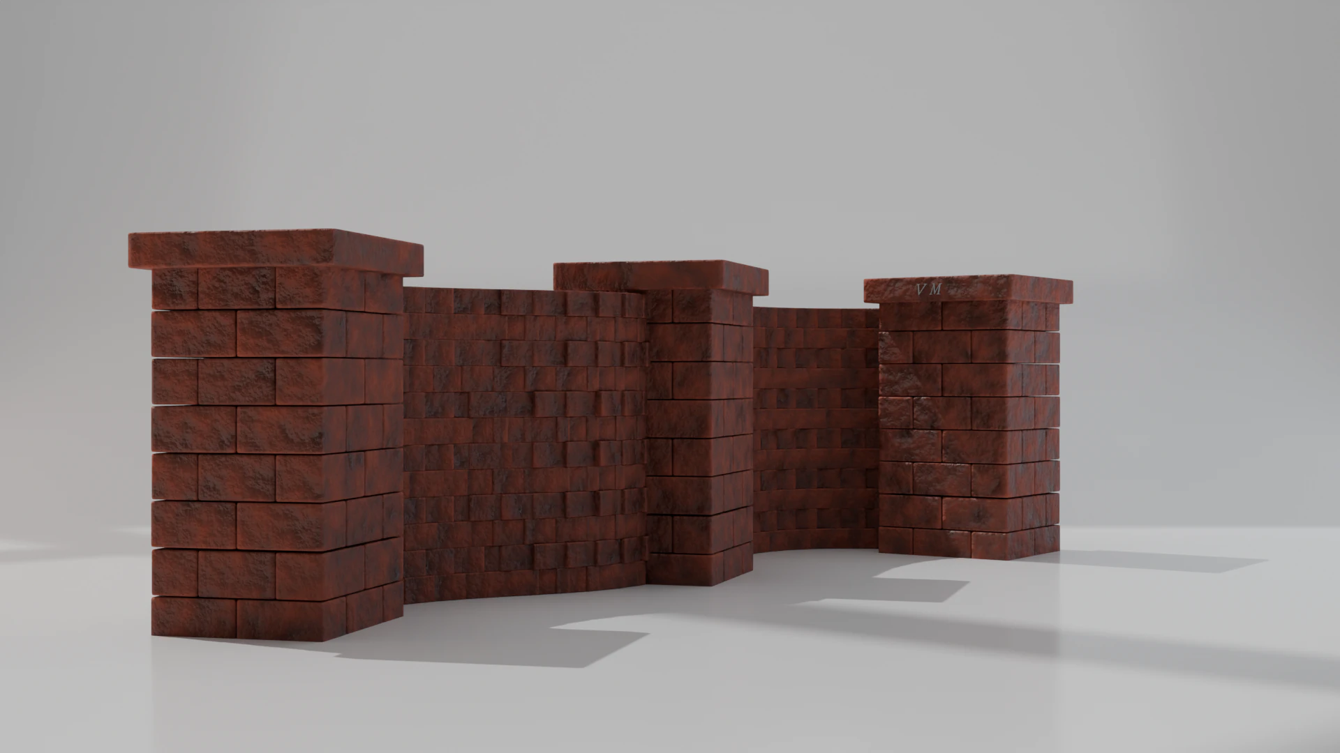 Customizable Brick Wall 3D Model .c4d .max .obj .3ds .fbx .stl .blend 