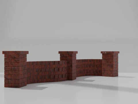 Customizable Brick Wall 3D Model