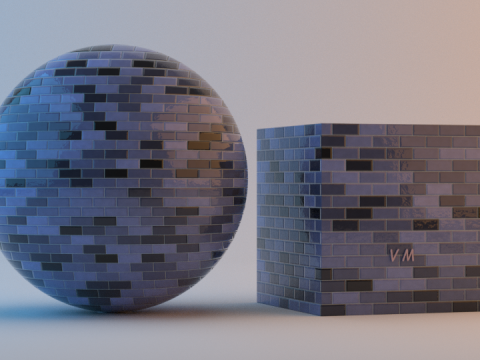 Prosedural blue tale wall material CG テクスチャ
