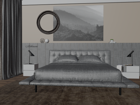 Bedroom in soothing colors 3D Model