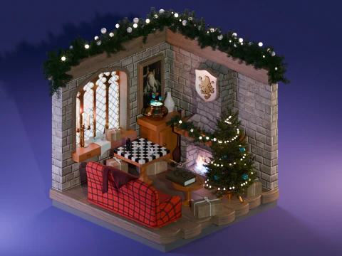 X-Mas at Hogwarts in Blender 3D Model