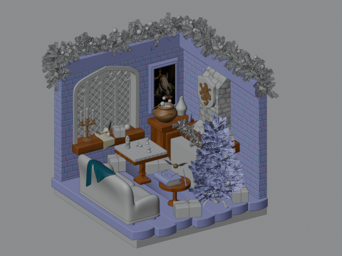X-Mas at Hogwarts in Blender Model 3D