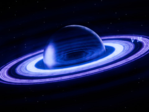 Futuristic Stylized Ringed Planet 3D Model