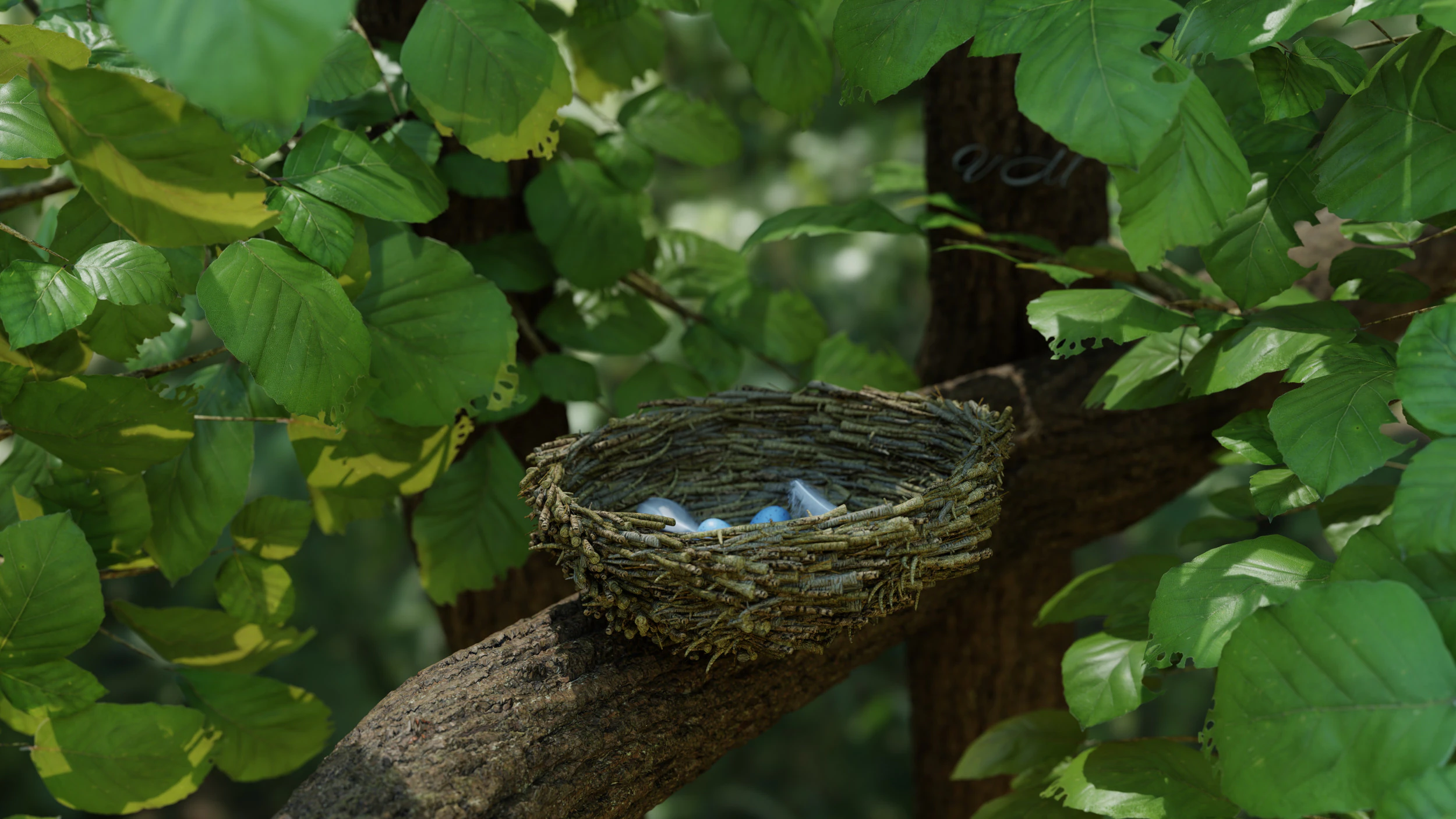 Bird Nest Nature Scene 3D Model .c4d .max .obj .3ds .fbx .stl .blend 