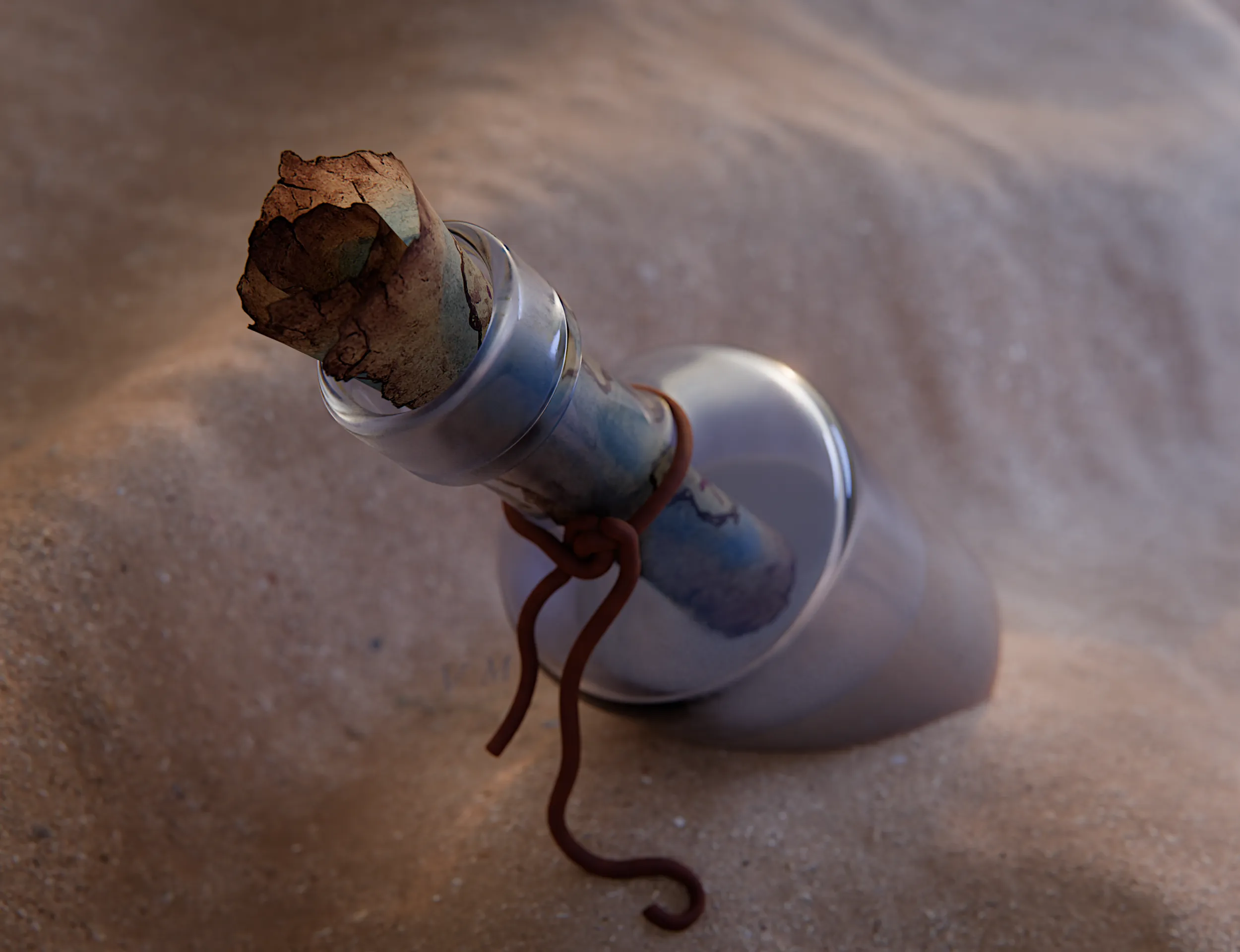 Message in a bottle 3D Model .c4d .max .obj .3ds .fbx .stl .blend 