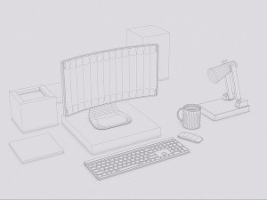 Computer kit Low Poly 3D Model