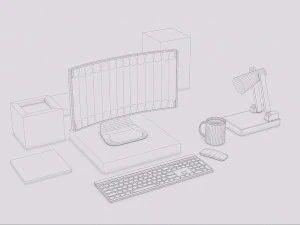 Computer kit Low Poly 3D Model