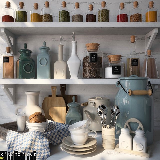 Kitchen Set 02 3D Model .c4d .max .obj .3ds .fbx .stl .blend 