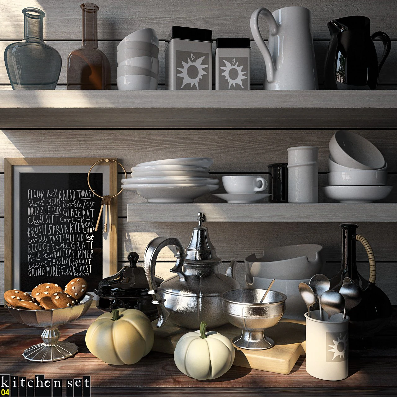 Kitchen Set 04 3D Model .c4d .max .obj .3ds .fbx .stl .blend 