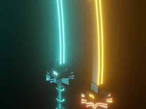 Cyber Katanas 3D Blender CG Textures