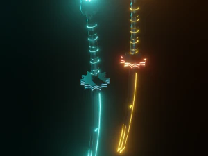 Cyber Katanas 3D Blender CG Textures