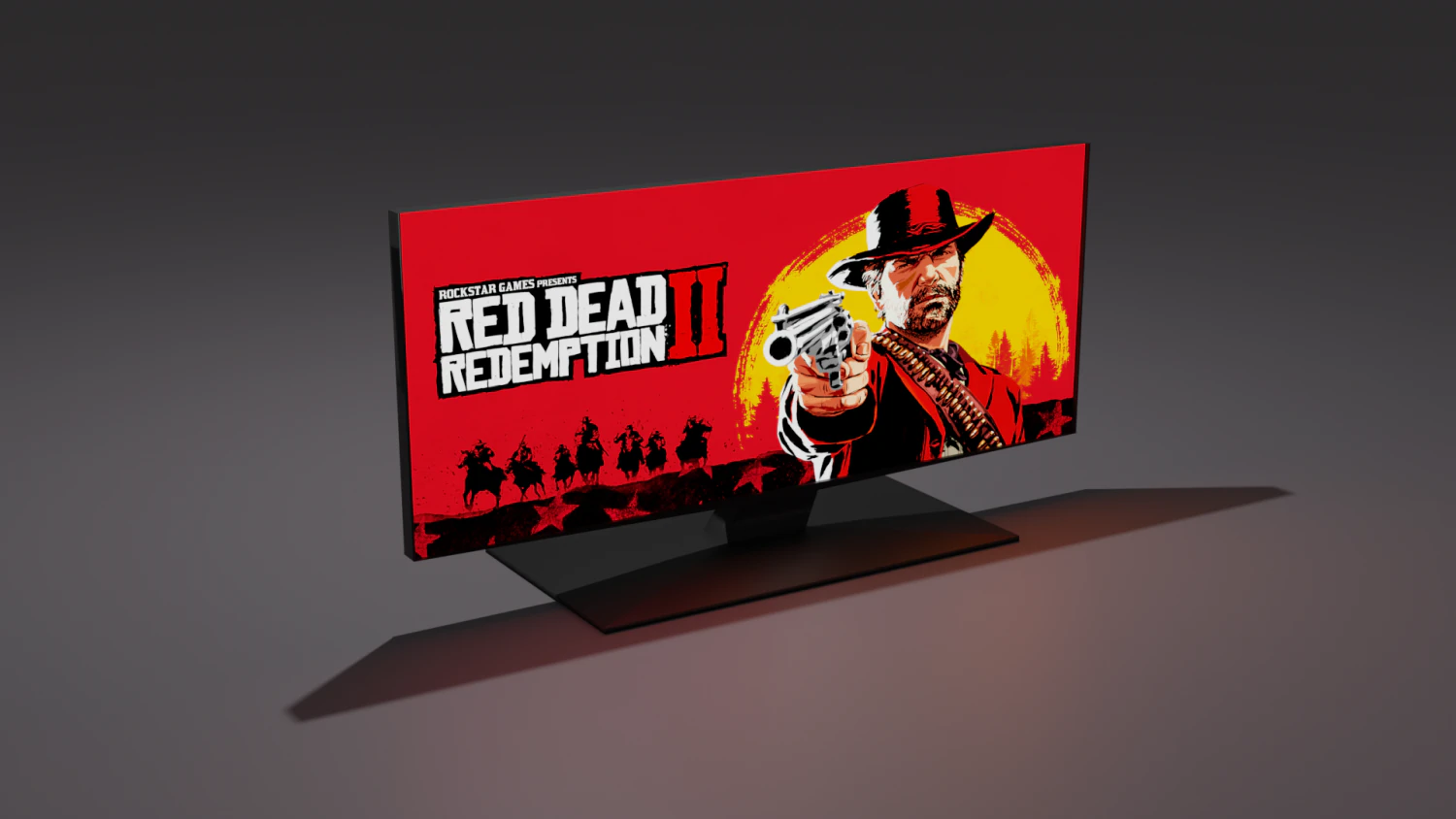 Black TV with pictures 3D Model .c4d .max .obj .3ds .fbx .stl .blend 
