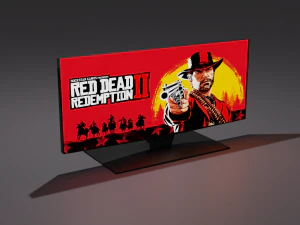 Black TV with pictures 3D Model