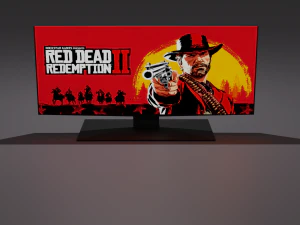 Black TV with pictures 3D Model