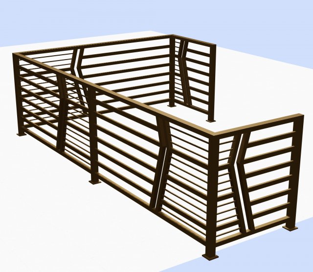 Iron balcony railing 3Dモデル .c4d .max .obj .3ds .fbx .stl .blend