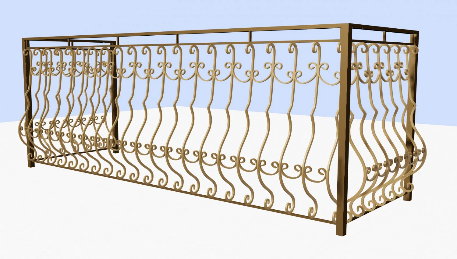 Metal balcony railing 3D Model .c4d .max .obj .3ds .fbx .stl .blend