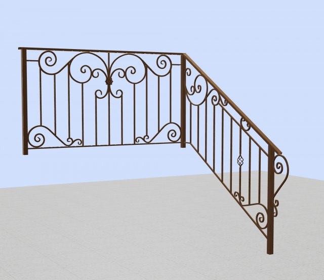 Wrought iron deck railing 3D Model .c4d .max .obj .3ds .fbx .stl .blend 