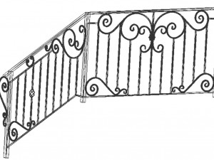 Wrought iron deck railing 3D Model