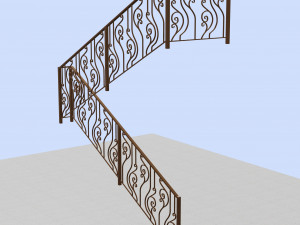 Wrought iron stair railing 3D Model