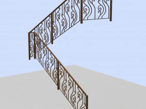 Rampe d'escalier en fer forg&eacute; Modèle 3D
