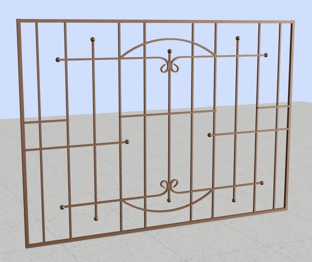 Iron window grate 3D 모델 .c4d .max .obj .3ds .fbx .stl .blend 