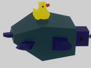 A little dunk sits on a nice turtle 3D Print Model