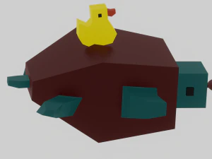 A little dunk sits on a nice turtle 3D Print Model