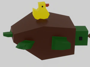 A little dunk sits on a nice turtle 3D Print Model