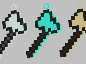 Eine Minecraft-Axt f&uuml;r deinen Schl&uuml;sselbund 3D Druckmodell