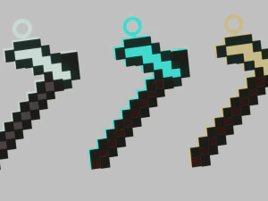 Eine Minecraft-Hacke f&uuml;r deinen Schl&uuml;sselbund 3D Druckmodell