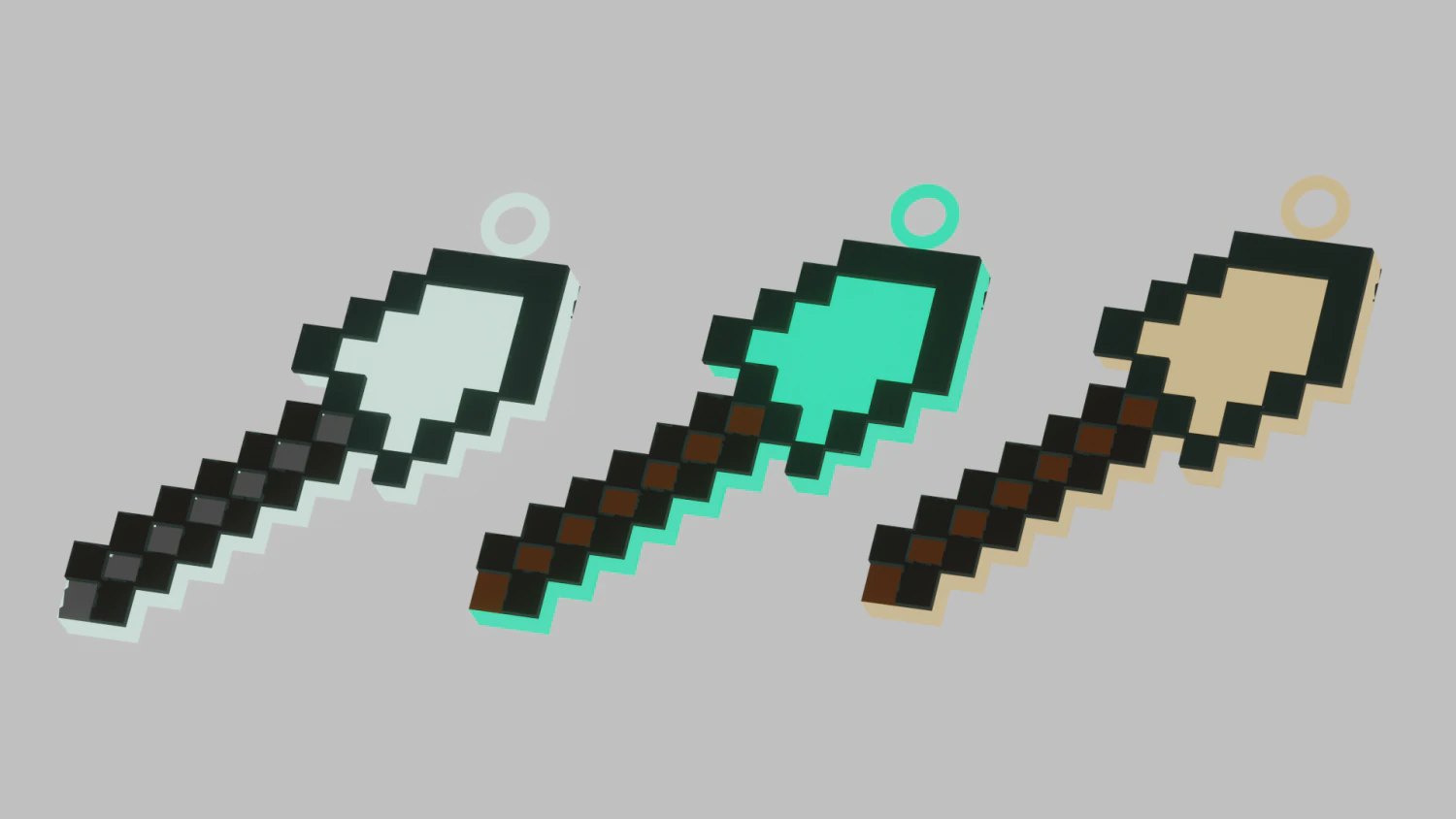 A Minecraft shovel for your keychain 3D Print Model .c4d .max .obj .3ds .fbx .stl .blend 