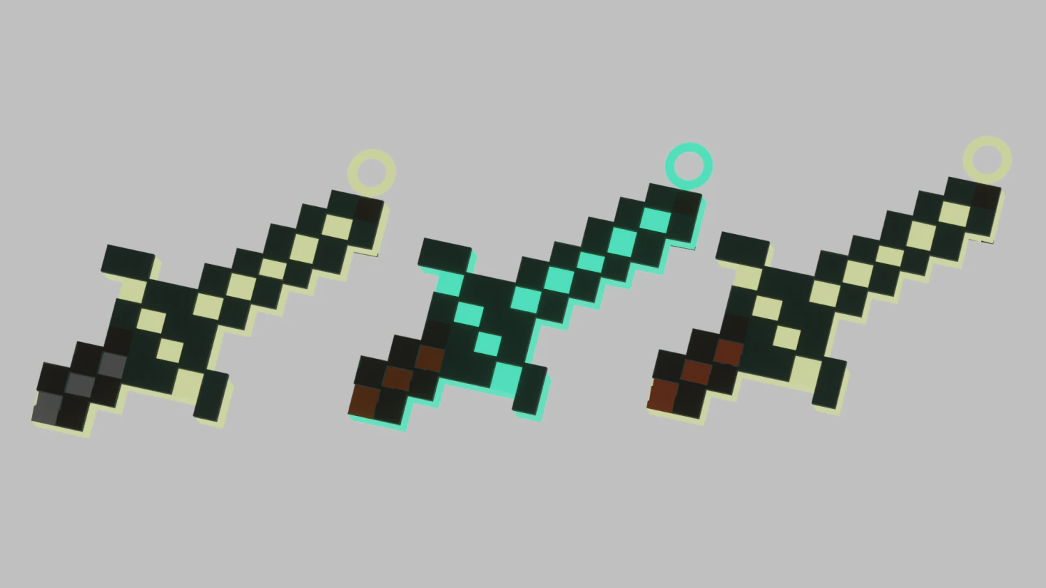 A Minecraft sword for your keychain 3D Print Model .c4d .max .obj .3ds .fbx .stl .blend