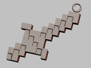 A Minecraft sword for your keychain 3D Print Model