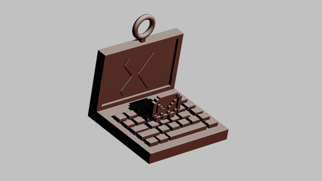 A computer infected with a virus for your keychain 3D प्रिंट मॉडल .c4d .max .obj .3ds .fbx .stl .blend 