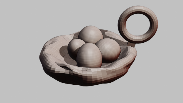 A nest with its eggs for your keychain 3D Принт Модель .c4d .max .obj .3ds .fbx .stl .blend 