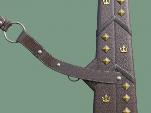 Fantasy Sword Game Ready PBR Unity UE Arnold V-Ray Textures Included Model 3D