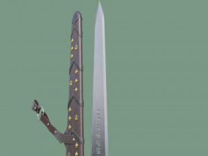 Fantasy Sword Game Ready PBR Unity UE Arnold V-Ray Textures Included Model 3D