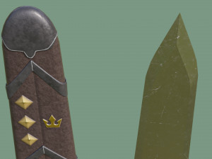 Fantasy Sword Game Ready PBR Unity UE Arnold V-Ray Textures Included Model 3D