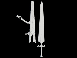 Fantasy Sword Game Ready PBR Unity UE Arnold V-Ray Textures Included Model 3D