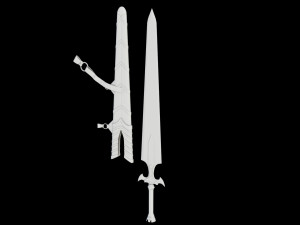 Fantasy Sword Game Ready PBR Unity UE Arnold V-Ray Textures Included Model 3D